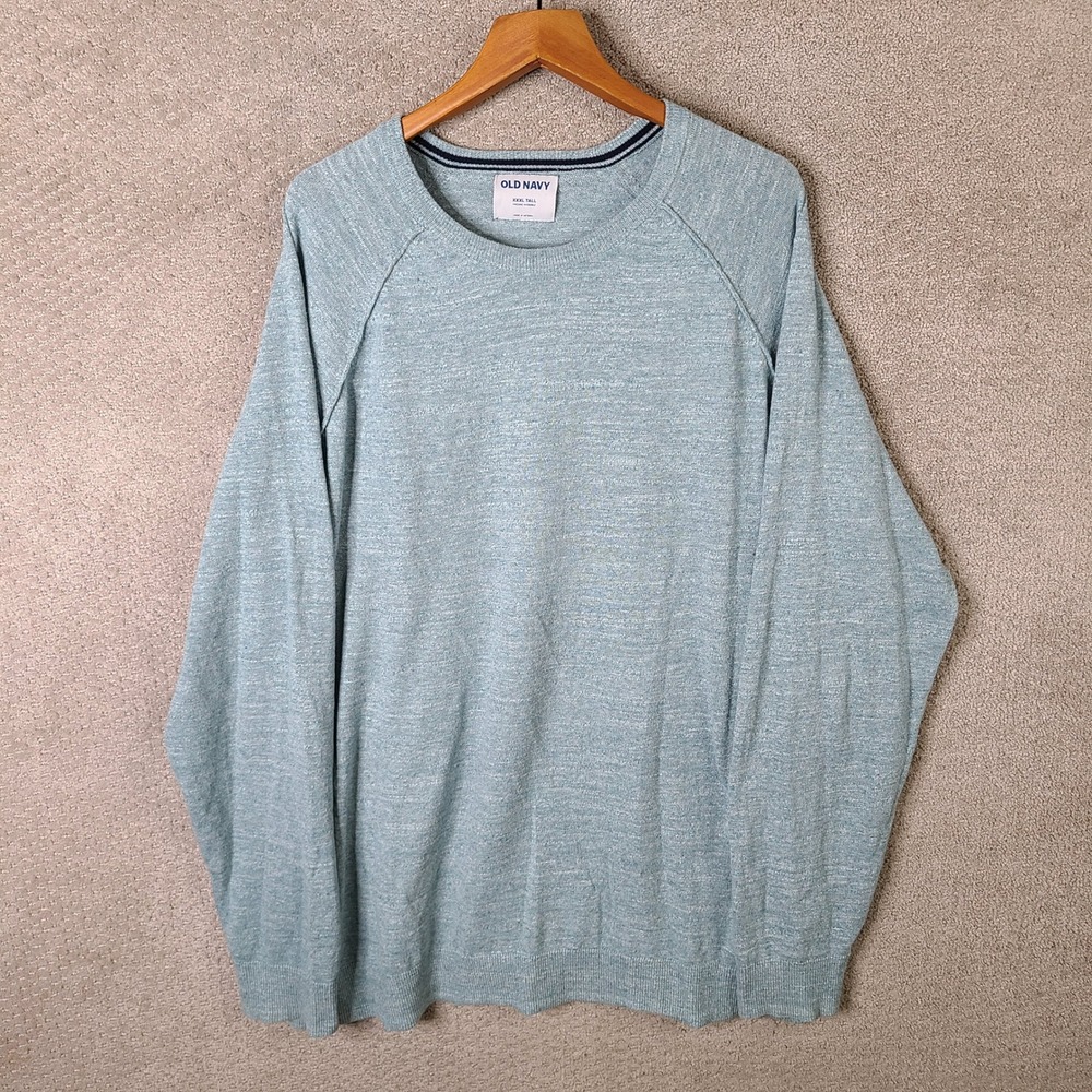 Old Navy Sweater Mens XXXL Tall Blue Heathered Crew Neck‎ Pullover Lightweight
